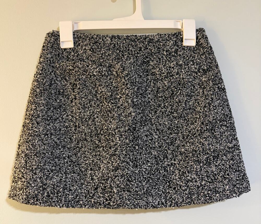 COMMENSE NWT Bouclé Tweed Mini Skirt Black White Textured Size Small